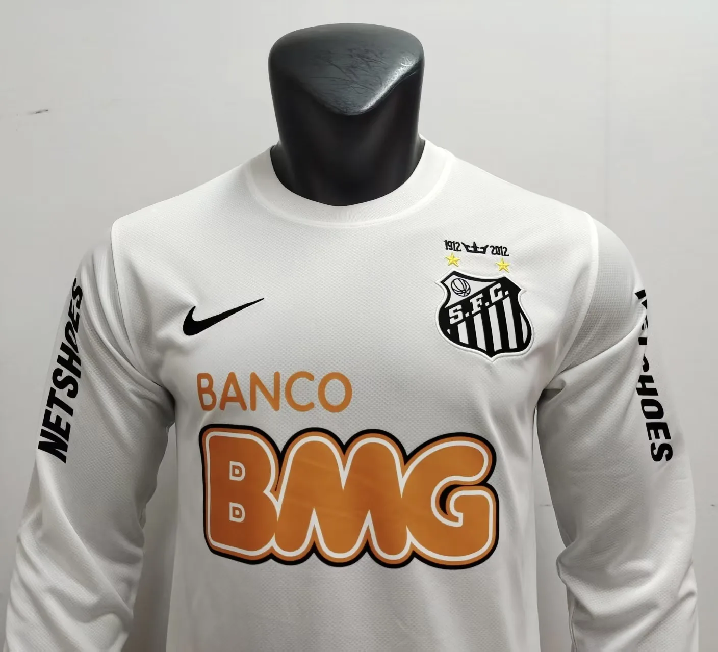 12-13 Long sleeve white Santos home (no armband) — 2