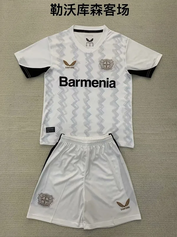 Bayer Leverkusen 2024/25 Away Kids Kit White