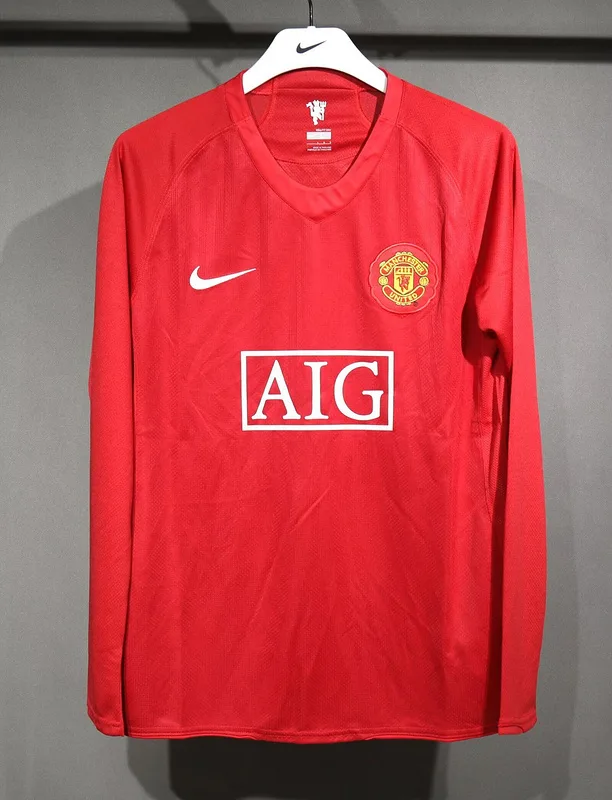 Manchester United 2007/08 Home Shirt Long Sleeve Player Version