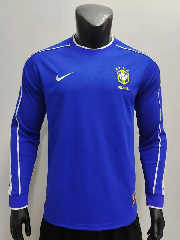 Brazil 1998 Away Shirt Long Sleeve Blue — 2