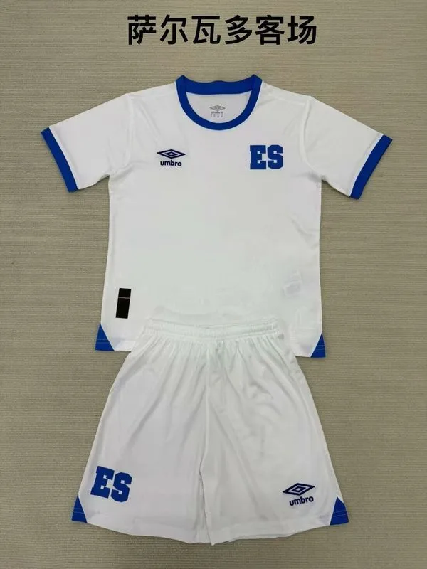 El Salvador 2025 Segunda Equipación Conjunto de Niño White — 2