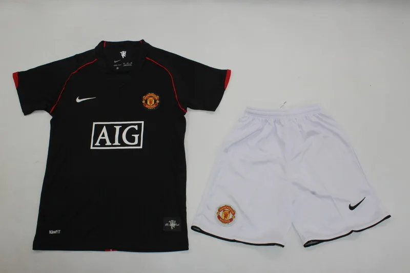 Manchester United 2007/08 Away Kids Kit Black