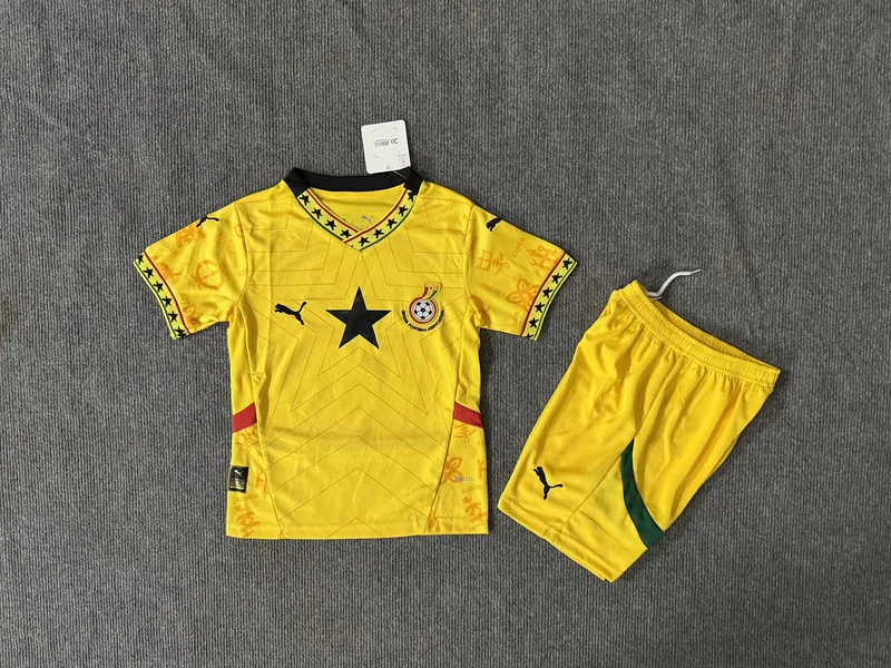 Ghana 2025/26 Auswärts Set Kinder Yellow — 2