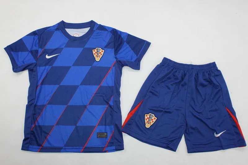 Croatia 2024 Away Kids Kit Blue — 2
