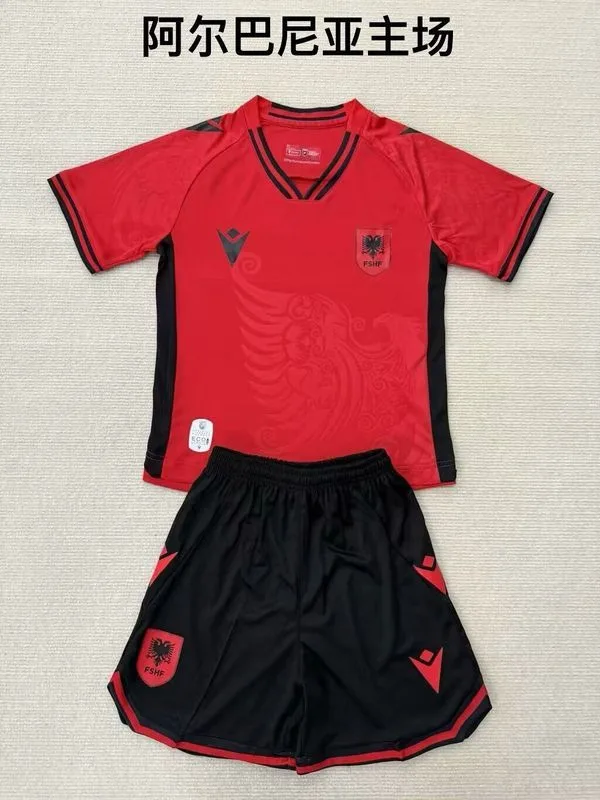 Albania 2025/26 Home Kids Kit Red — 2