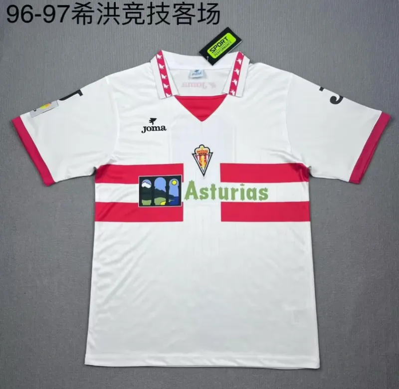 Sporting Gijón 1996/97 Segunda Equipación Camiseta White — 2