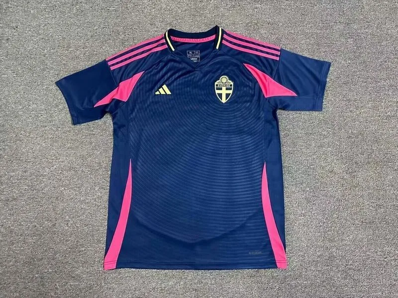 Suède 2024 Extérieur Maillot Manches Courtes Blue