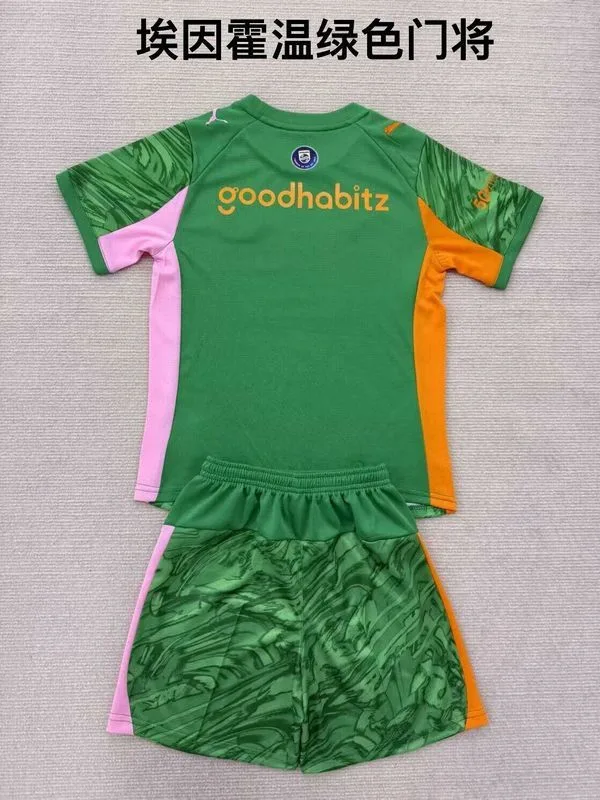 PSV Eindhoven 2025/26 Goalkeeper Kids Kit Green