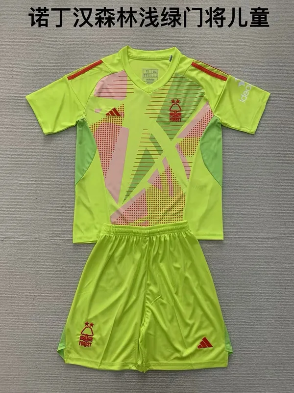 Nottingham Forest 2024/25 Goalkeeper Kids Kit Green — 2