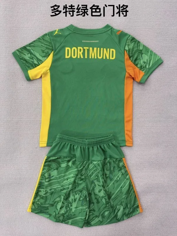 Borussia Dortmund 2025/26 Goalkeeper Kids Kit Green — 1