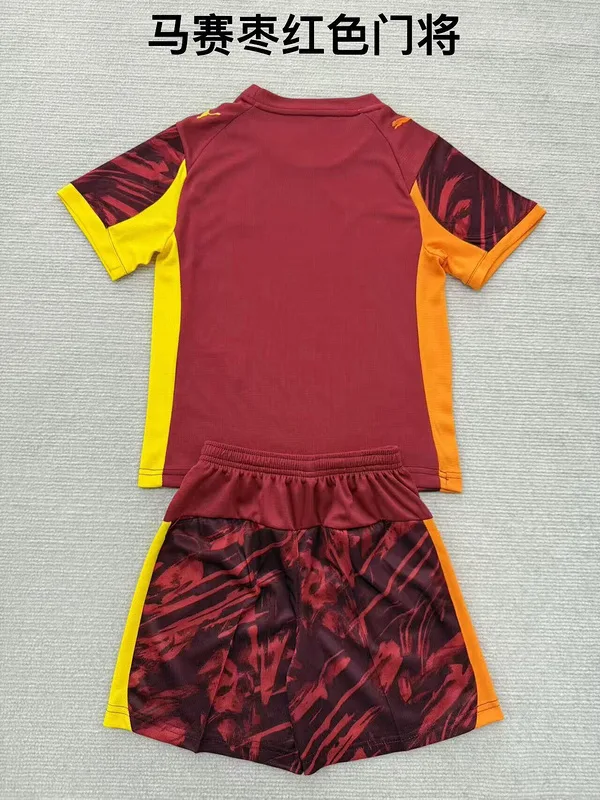 Marseille 2025/26 Goalkeeper Kids Kit Dark Red — 2