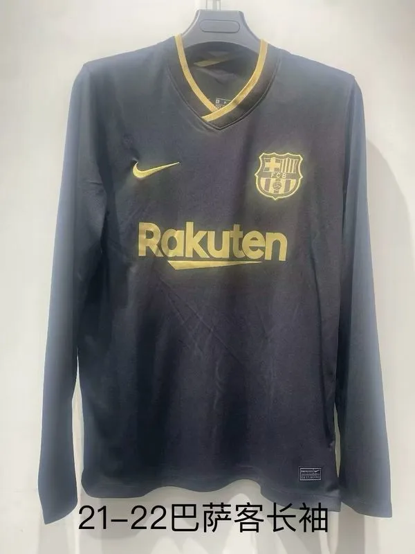 Barcelona 2020/21 Segunda Equipación Camiseta Manga Larga Black — 2