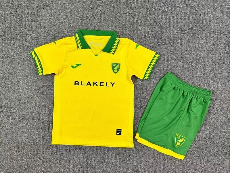 Norwich City 2025/26 Home Kids Kit