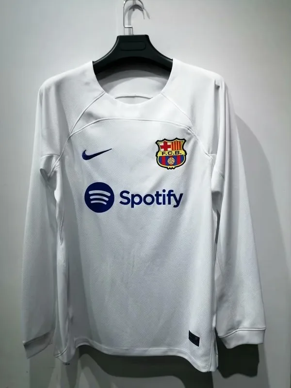 Barcelona 2023/24 Away Shirt Long Sleeve White — 1