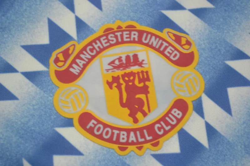 Manchester United 1990/92 Extérieur Maillot Manches Longues Blue — 2