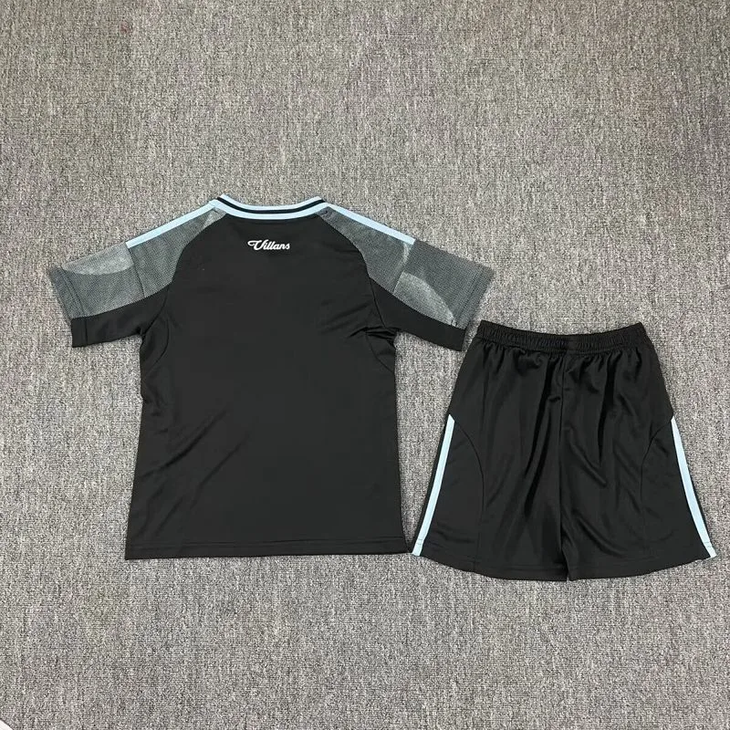 Aston Villa 2025/26 Away Kids Kit Black — 1