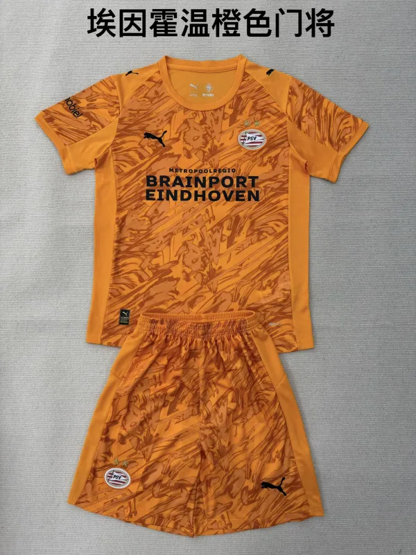PSV Eindhoven 2025/26 Goalkeeper Kids Kit Orange