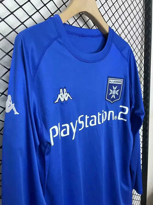 Auxerre 2003/04 Segunda Equipación Camiseta Manga Larga Blue — 2