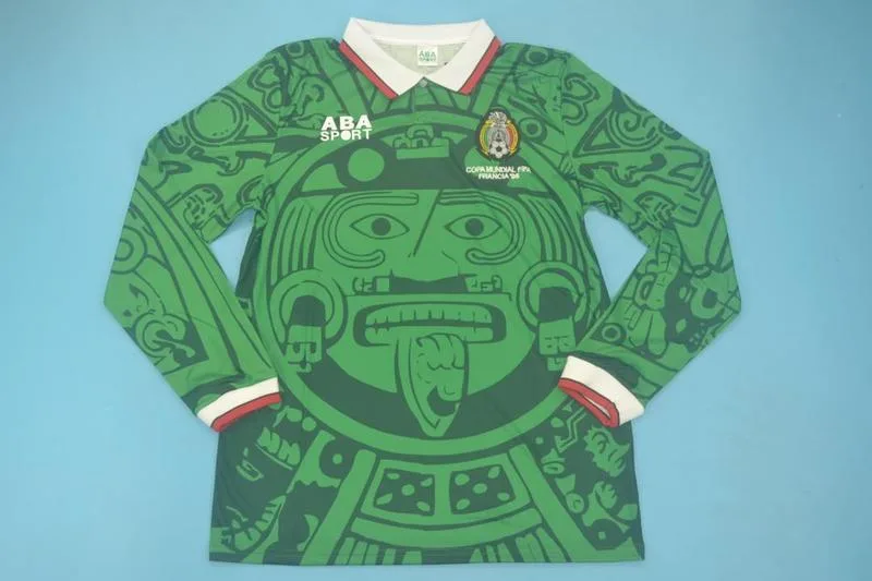 Mexique 1998 Domicile Maillot Manches Longues Green — 1