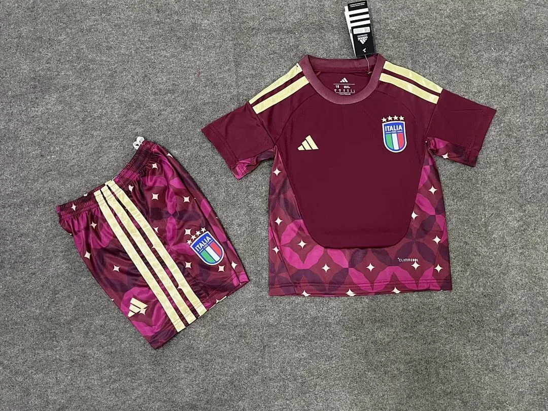 Italy 2026 Goalkeeper Kids Kit Dark Red — 2