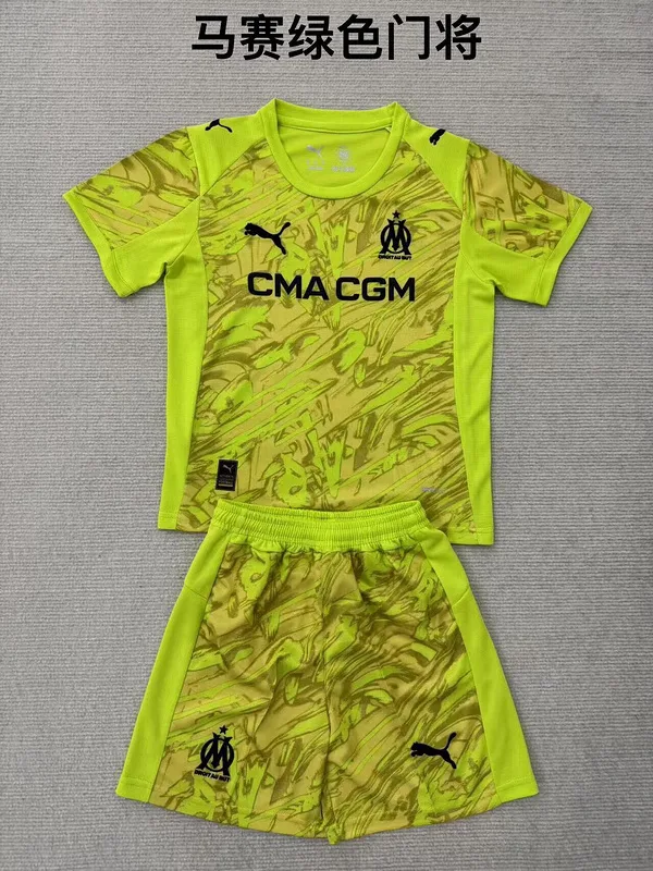 Marseille 2025/26 Goalkeeper Kids Kit Dark Green