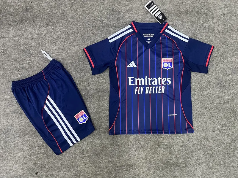 Lyon 2025/26 Away Kids Kit — 2
