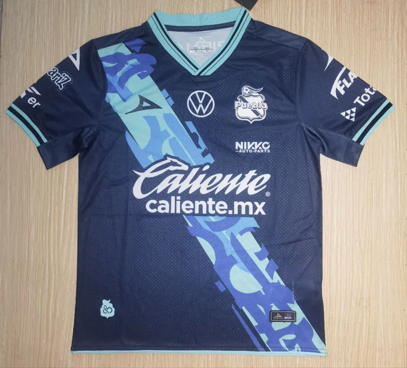 Puebla 2024/25 Extérieur Maillot Manches Courtes Blue — 2