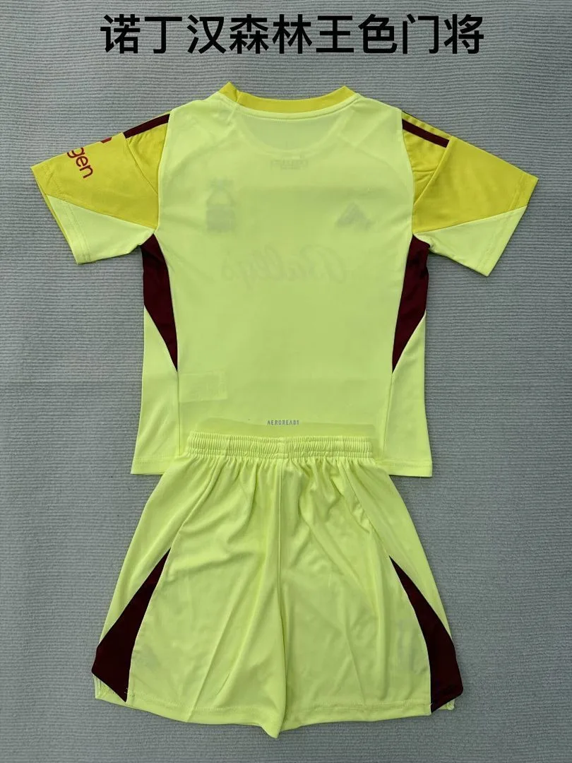 Nottingham Forest 2025/26 Goalkeeper Kids Kit Yellow — 2