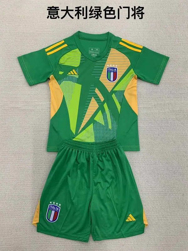Italy 2024 Goalkeeper Kids Kit Green