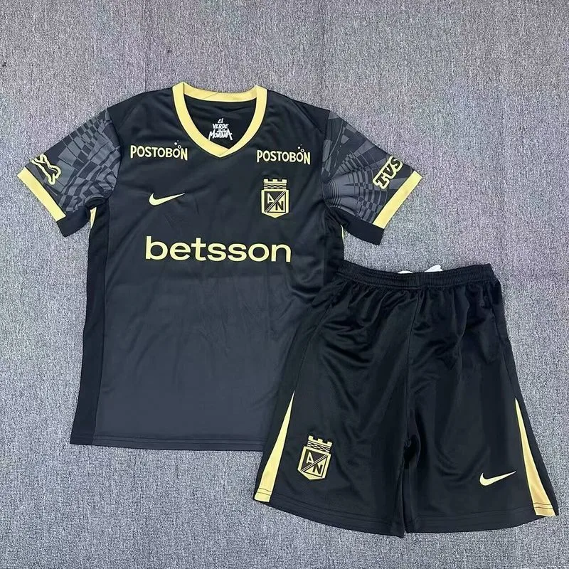 Atlético Nacional 2025/26 Away Kids Kit Black — 1