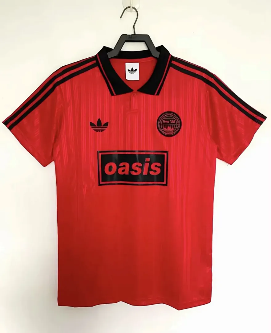 Ad X Oasis Tour Jacquard Font 2025/26 Shirt Red — 1