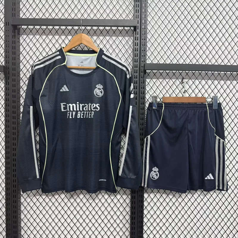 Real Madrid 2025/26 Extérieur Ensemble Enfant Manches Longues