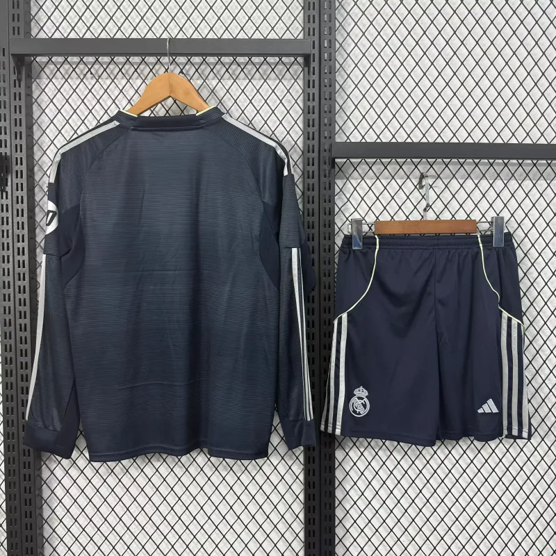 Real Madrid 2025/26 Extérieur Ensemble Enfant Manches Longues — 2