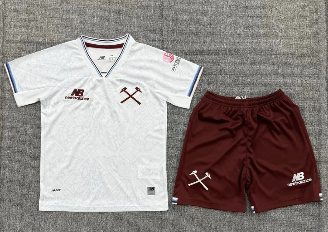 West Ham United 2026/27 Away Kids Kit White — 2