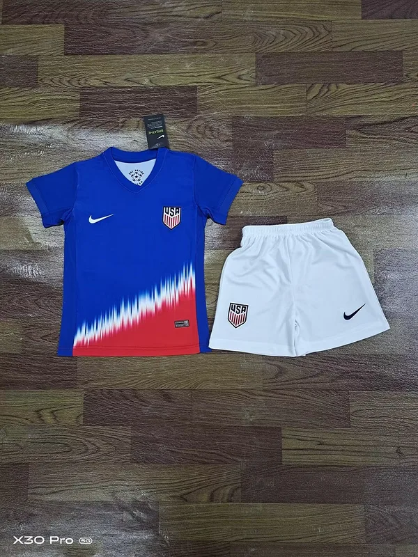 USA 2024/25 Away Kids Kit Blue — 2