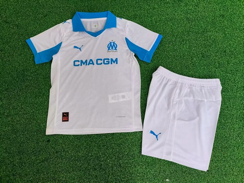 Marseille 2025/26 Home Kids Kit Player Version — 2