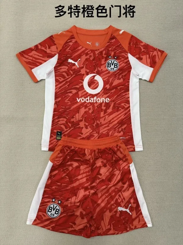Borussia Dortmund 2025/26 Goalkeeper Kids Kit Orange — 2