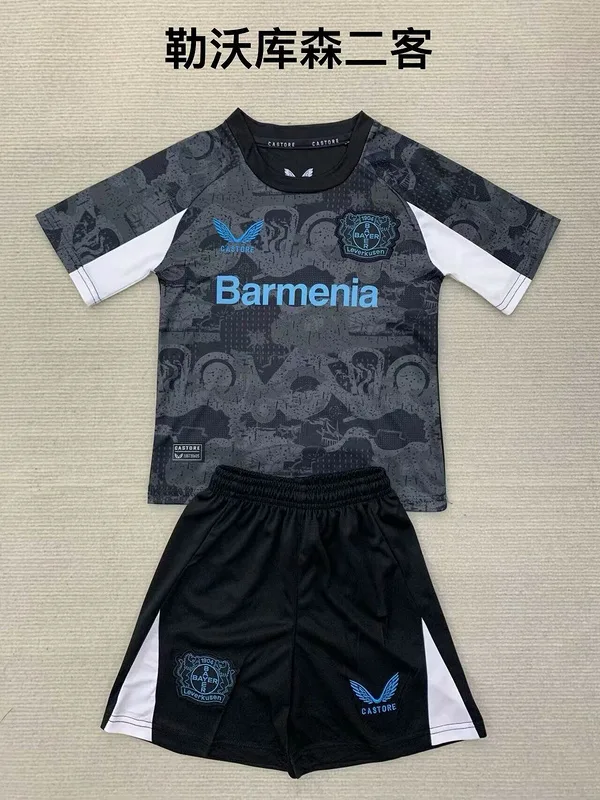 Bayer Leverkusen 2024/25 Third Kids Kit Black — 2