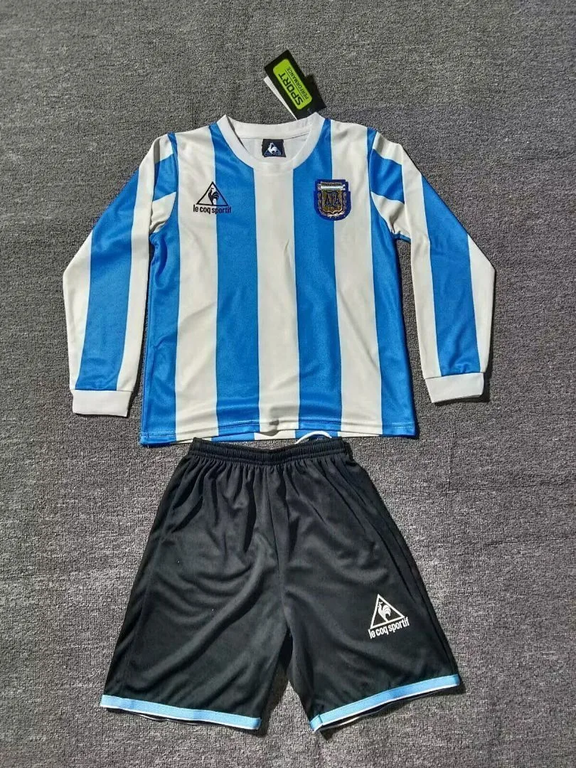 Argentina 1986 Primera Equipación Conjunto de Niño Manga Larga