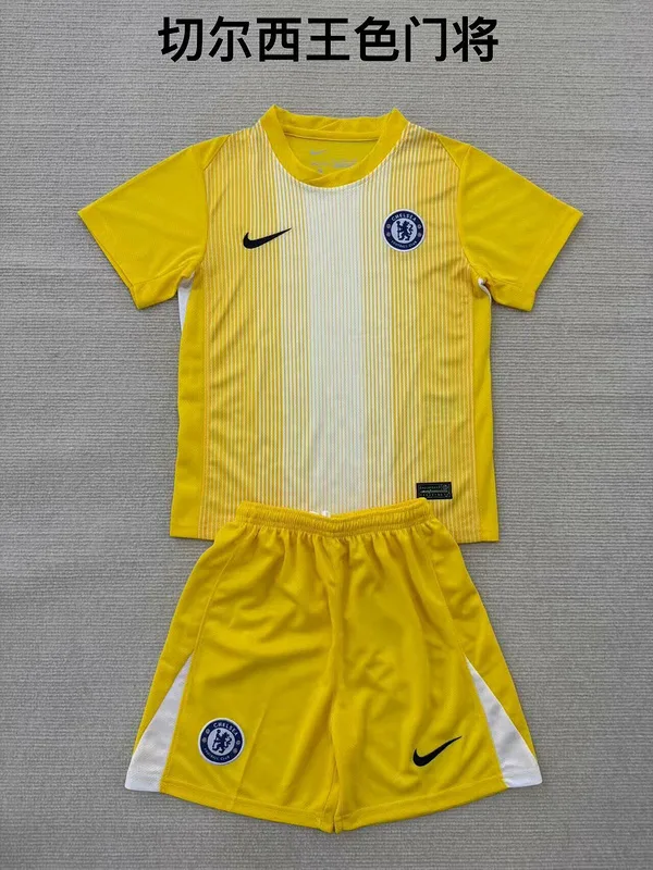 Chelsea 2025/26 Goalkeeper Kids Kit Yellow — 1