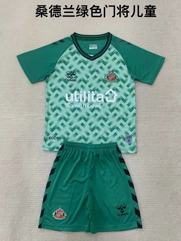 Sunderland 2024/25 Goalkeeper Kids Kit Green — 2