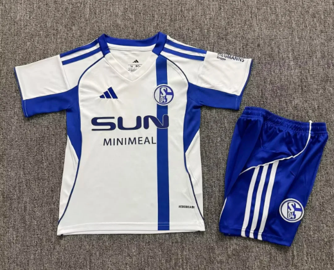 Schalke 04 2025/26 Away Kids Kit White — 2
