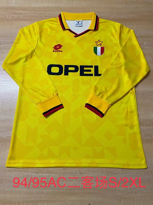 AC Milan 1994/95 Away Shirt Long Sleeve Yellow