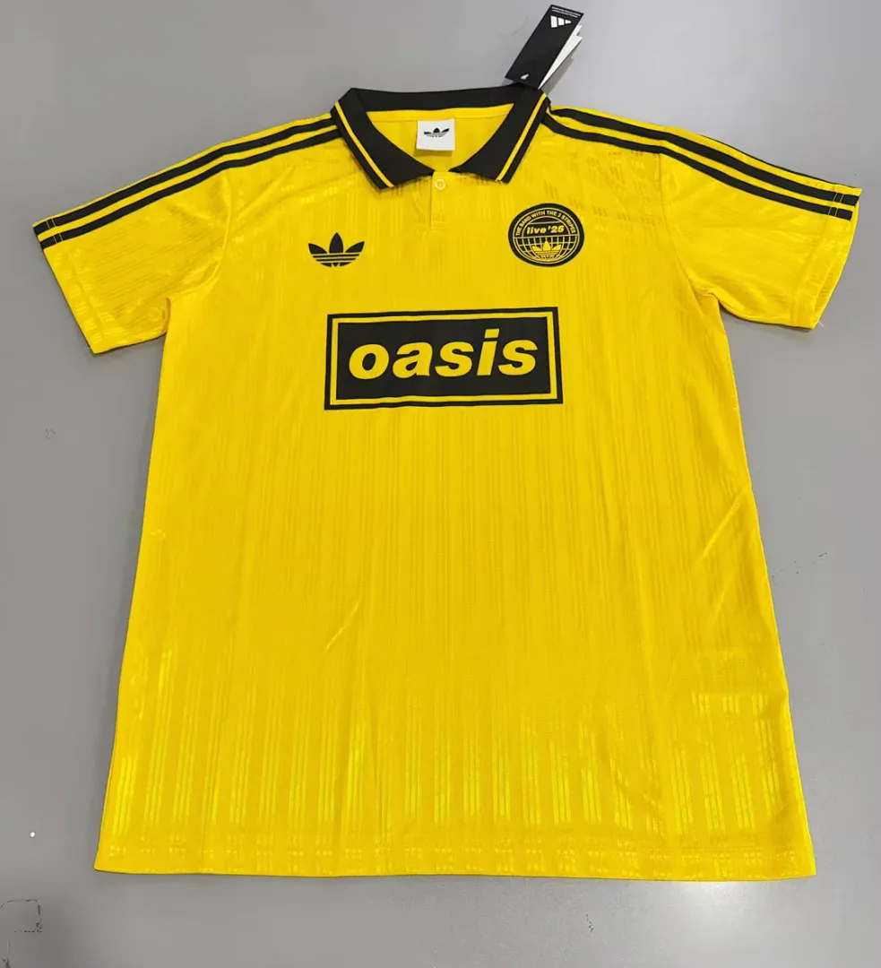 Ad X Oasis Tour Jacquard Font 2025/26 Shirt Yellow — 1