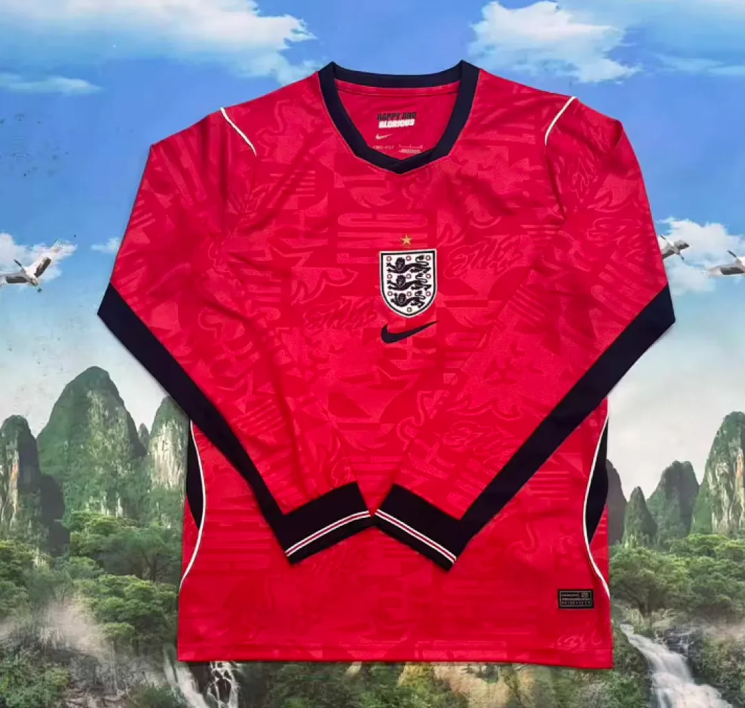 England 2026 Away Shirt Long Sleeve Red — 1