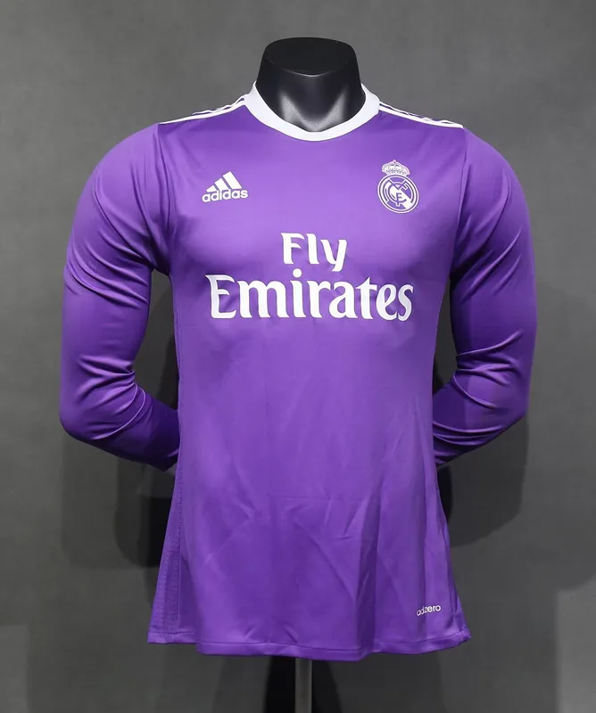 Real Madrid 2016/17 Extérieur Maillot Manches Longues Version Joueur Purple