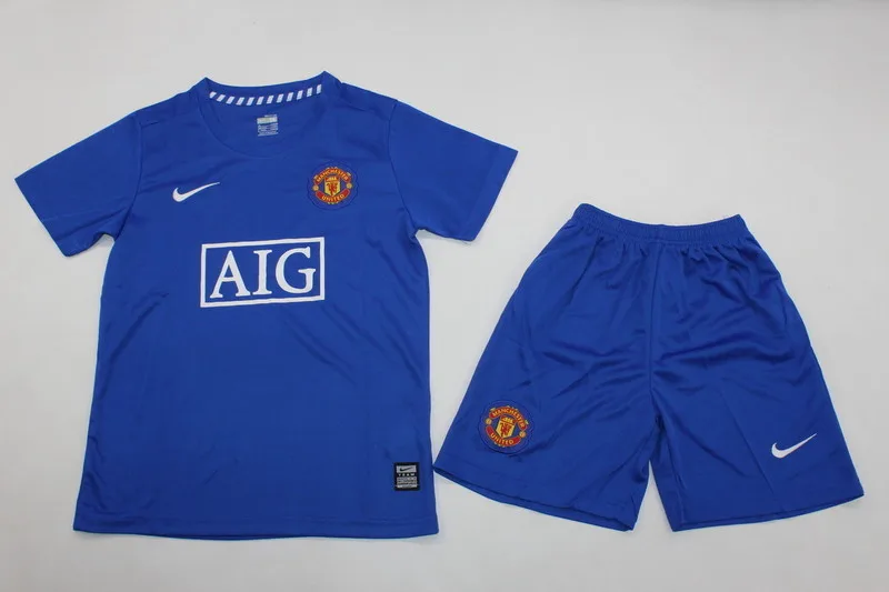Manchester United 2008/09 Away Kids Kit Blue
