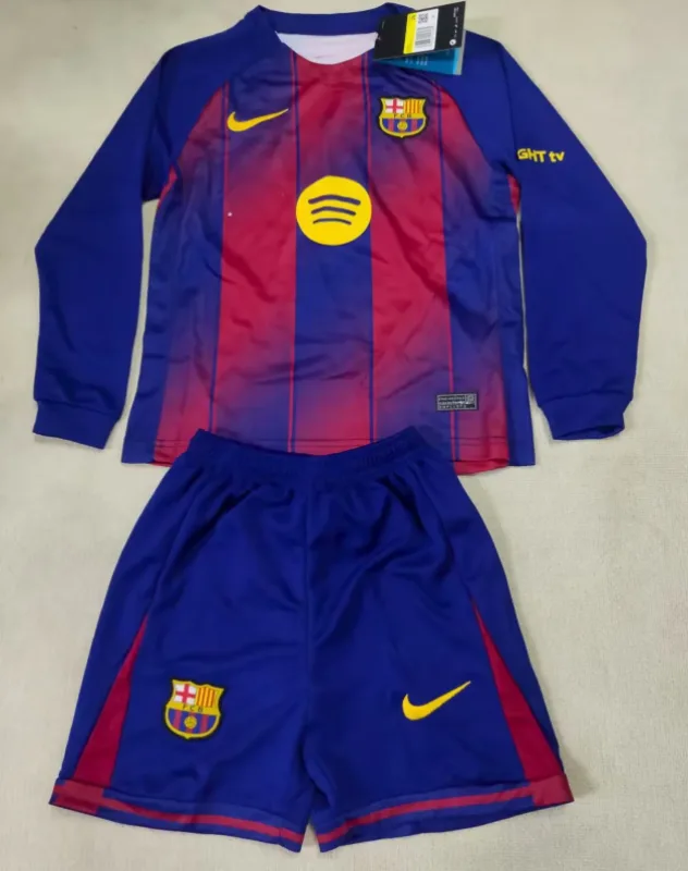 Barcelona 2025/26 Heim Set Kinder Langarm — 1