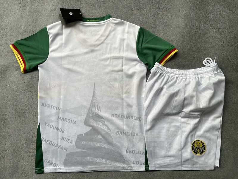 Cameroon 2025/26 Away Kids Kit White — 2
