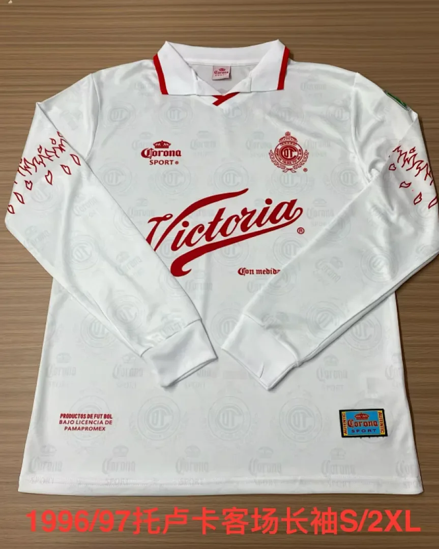 Toluca 1996/97 Segunda Equipación Camiseta Manga Larga White
